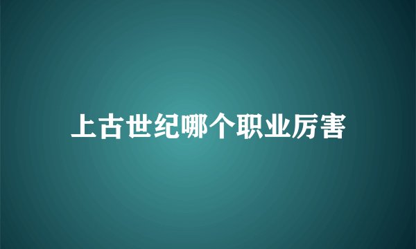 上古世纪哪个职业厉害
