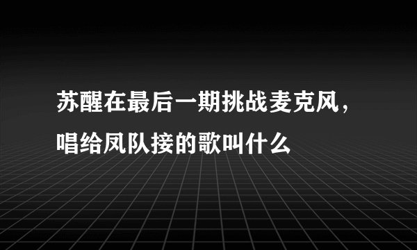 苏醒在最后一期挑战麦克风，唱给凤队接的歌叫什么