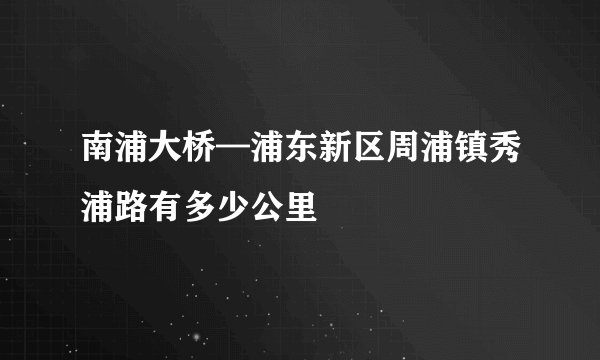 南浦大桥—浦东新区周浦镇秀浦路有多少公里
