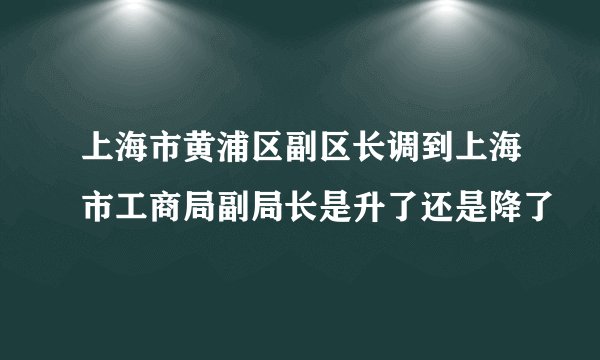 上海市黄浦区副区长调到上海市工商局副局长是升了还是降了