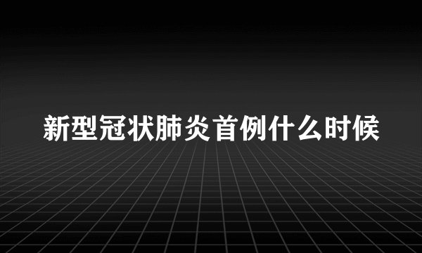 新型冠状肺炎首例什么时候