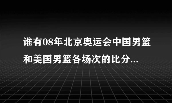 谁有08年北京奥运会中国男篮和美国男篮各场次的比分数据啊?