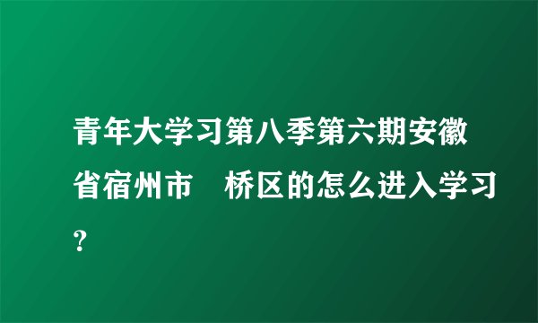 青年大学习第八季第六期安徽省宿州市埇桥区的怎么进入学习？