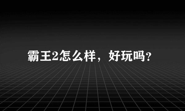 霸王2怎么样，好玩吗？