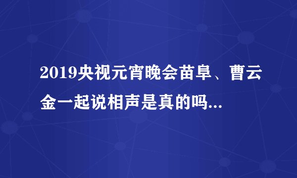 2019央视元宵晚会苗阜、曹云金一起说相声是真的吗？你如何评价？