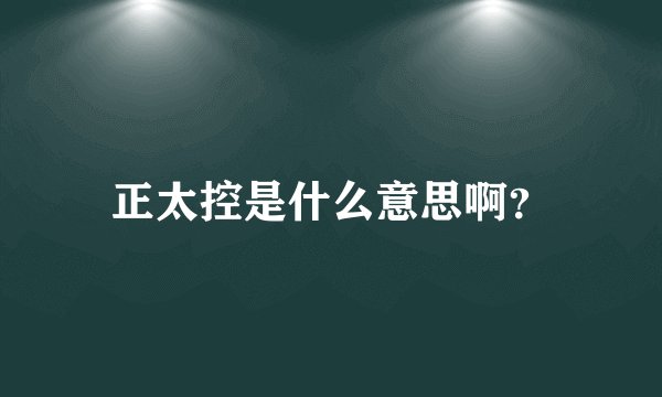 正太控是什么意思啊？