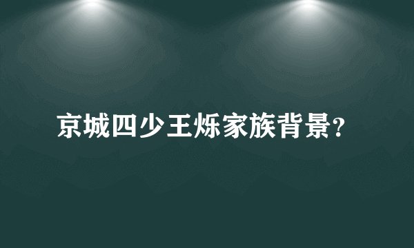 京城四少王烁家族背景？
