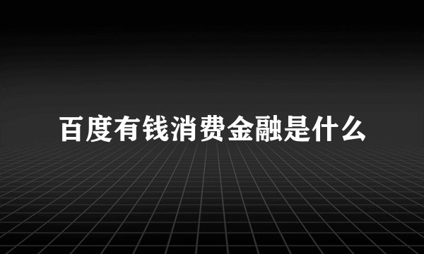 百度有钱消费金融是什么