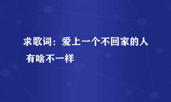 求歌词：爱上一个不回家的人 有啥不一样
