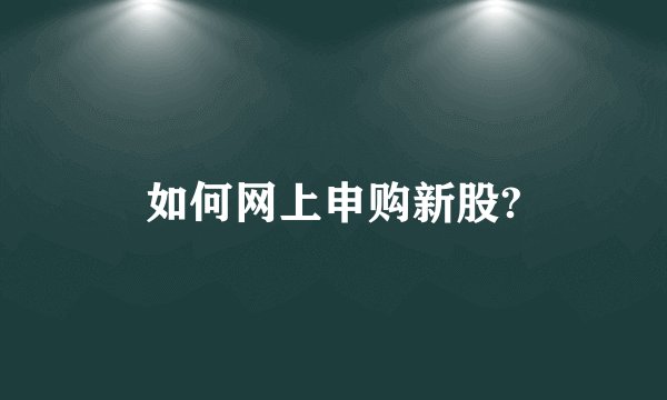 如何网上申购新股?