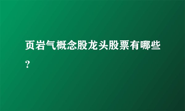 页岩气概念股龙头股票有哪些？