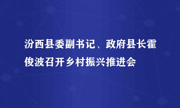 汾西县委副书记、政府县长霍俊波召开乡村振兴推进会