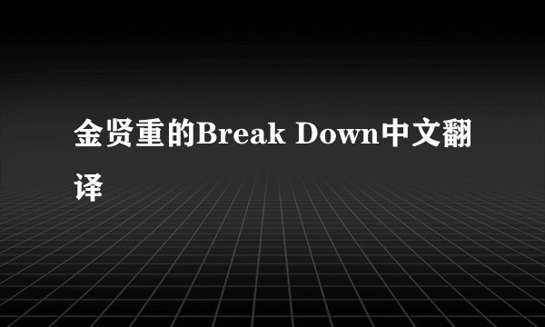 金贤重的Break Down中文翻译