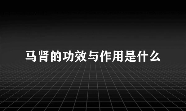 马肾的功效与作用是什么