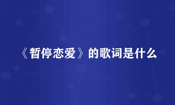 《暂停恋爱》的歌词是什么