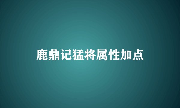 鹿鼎记猛将属性加点