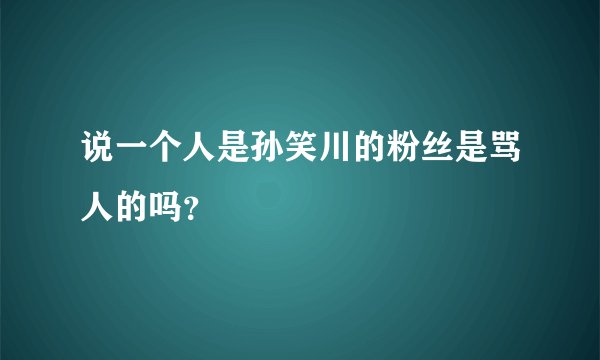 说一个人是孙笑川的粉丝是骂人的吗?