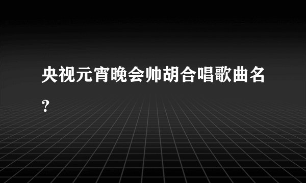 央视元宵晚会帅胡合唱歌曲名?