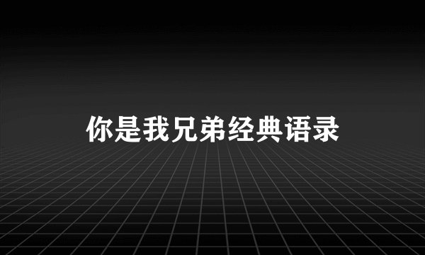 你是我兄弟经典语录