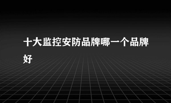 十大监控安防品牌哪一个品牌好
