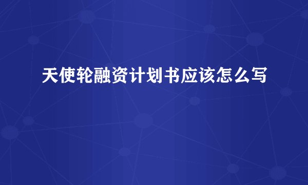 天使轮融资计划书应该怎么写