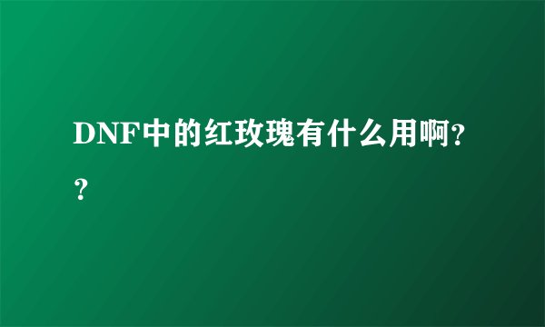 DNF中的红玫瑰有什么用啊？？