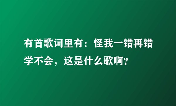 有首歌词里有：怪我一错再错学不会，这是什么歌啊？