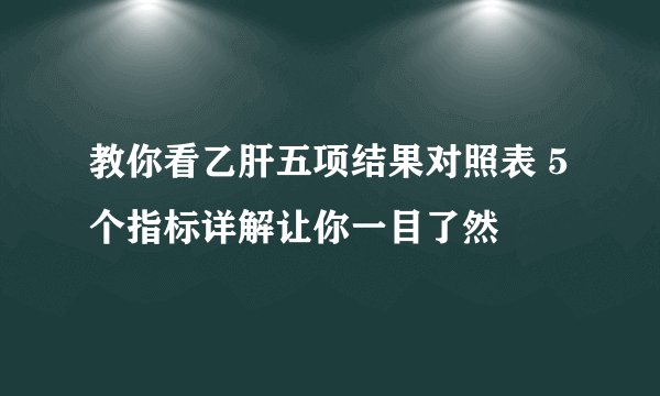 教你看乙肝五项结果对照表 5个指标详解让你一目了然