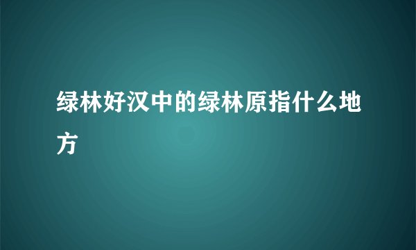 绿林好汉中的绿林原指什么地方