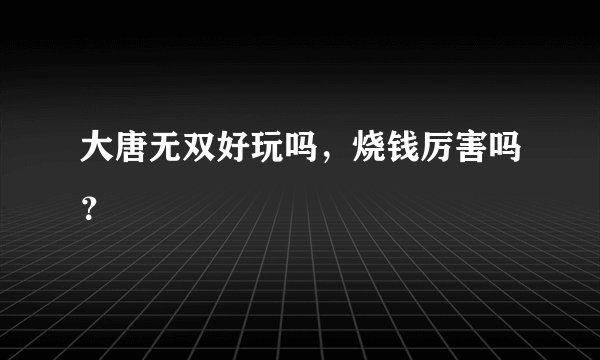 大唐无双好玩吗,烧钱厉害吗?