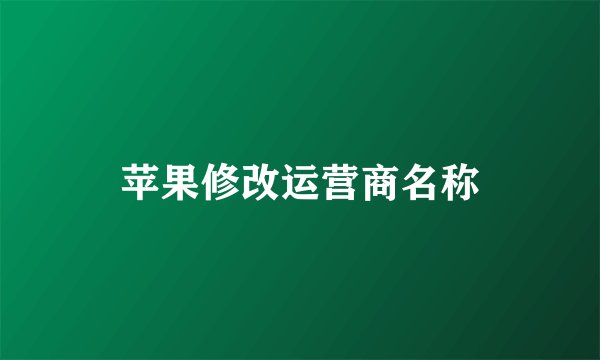 苹果修改运营商名称