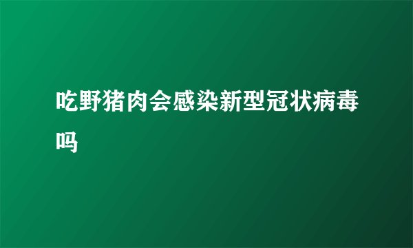 吃野猪肉会感染新型冠状病毒吗