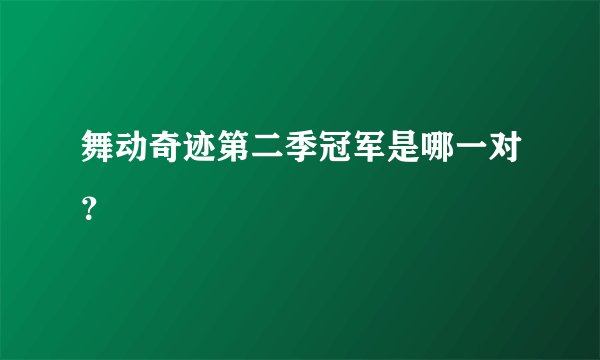 舞动奇迹第二季冠军是哪一对?