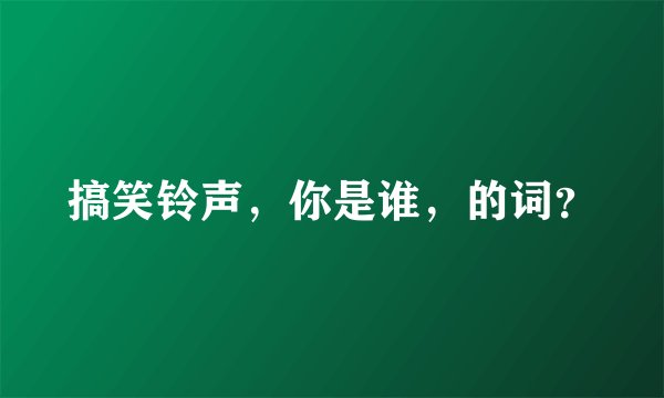 搞笑铃声，你是谁，的词？