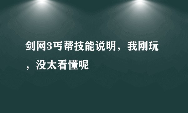 剑网3丐帮技能说明，我刚玩，没太看懂呢