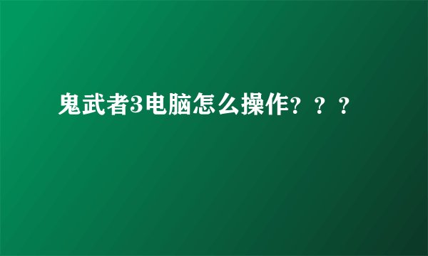 鬼武者3电脑怎么操作？？？
