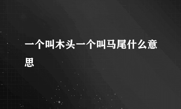 一个叫木头一个叫马尾什么意思
