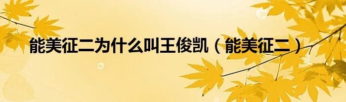 能美征二为什么叫王俊凯（能美征二）