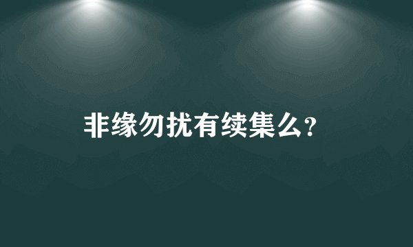 非缘勿扰有续集么？
