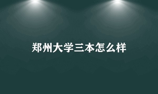 郑州大学三本怎么样
