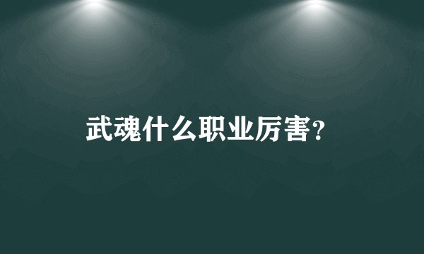 武魂什么职业厉害？