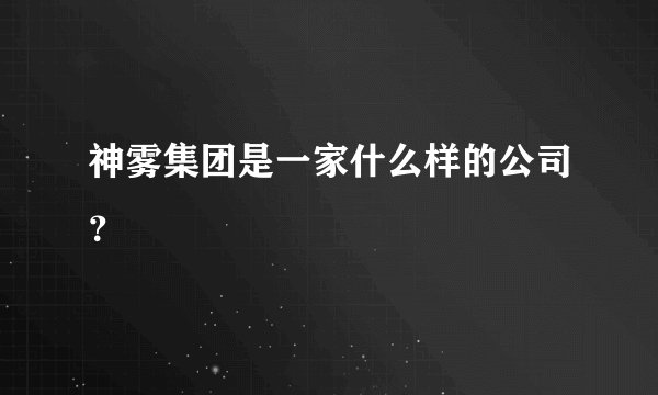 神雾集团是一家什么样的公司？