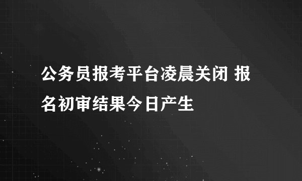 公务员报考平台凌晨关闭 报名初审结果今日产生