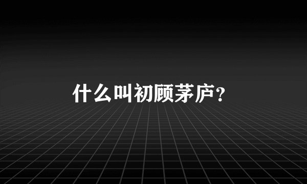 什么叫初顾茅庐？