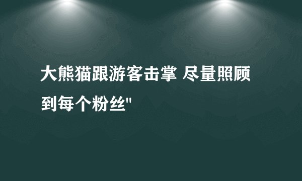 大熊猫跟游客击掌 尽量照顾到每个粉丝