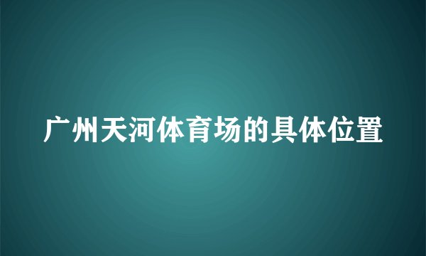 广州天河体育场的具体位置