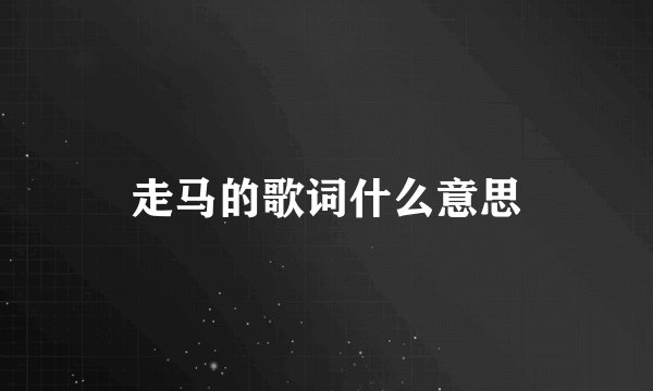 走马的歌词什么意思