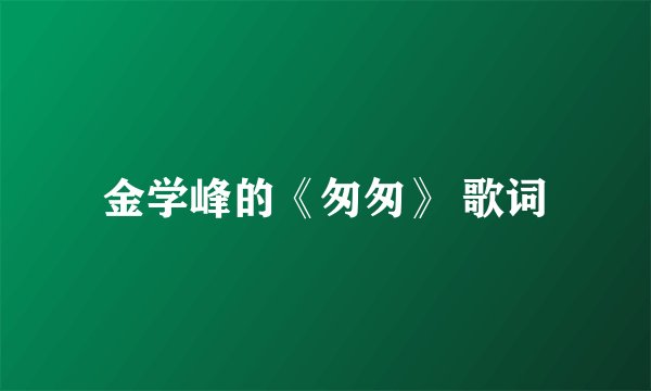 金学峰的《匆匆》 歌词