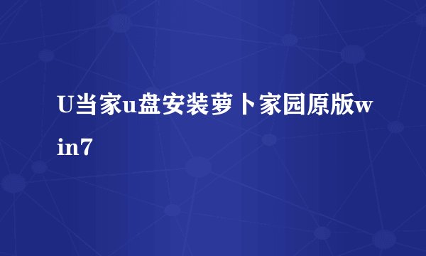 U当家u盘安装萝卜家园原版win7