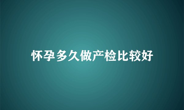 怀孕多久做产检比较好
